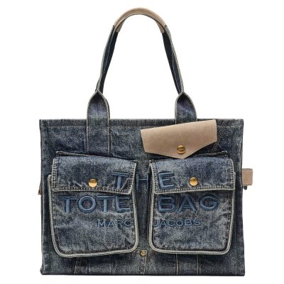 THE DENIM SUEDE LARGE CARGO TOTE BAG